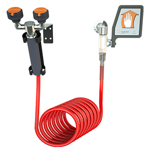 Guardian Eyewash/Drench Hose Unit, Wall Mounted, 12’ Coiled Hose, Ball Valve with Flag Handle (#G5014)