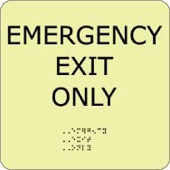 Emergency Exit Only Glow Office ADA Sign (#GADA100BK)